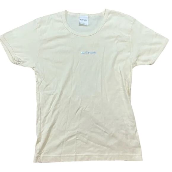 $70 Madhappy Women's Cream Reflective Shirt Iridescent Foil Center Logo - Picture 1 of 5